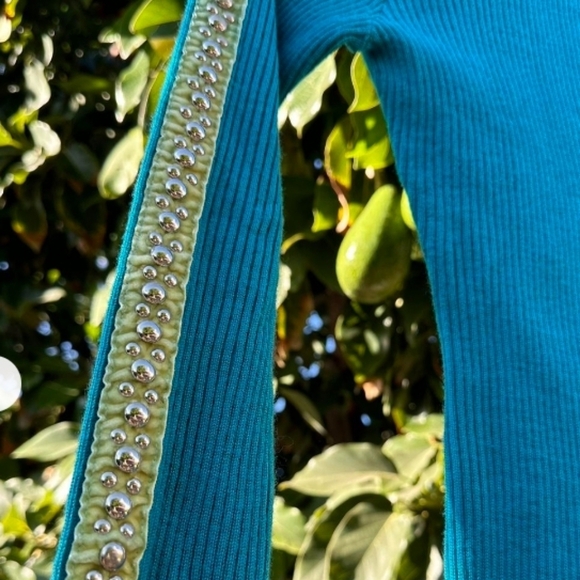 -- Cache Blue Ribbed Knit Top - Picture 9 of 10